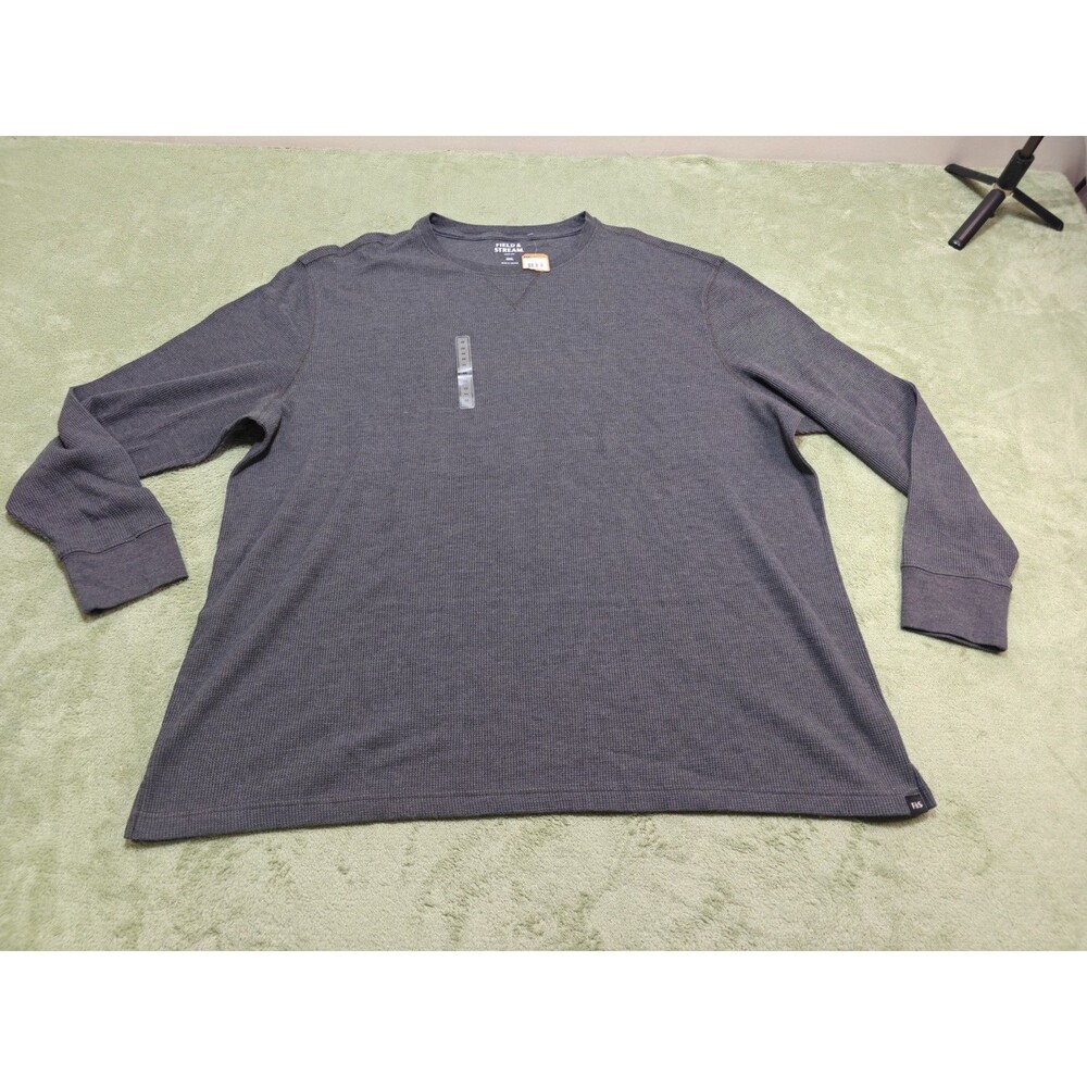 NWT Field & Stream Mens 4XL Thermal Waffle Knit Crewneck Long Sleeve Shirt Gray